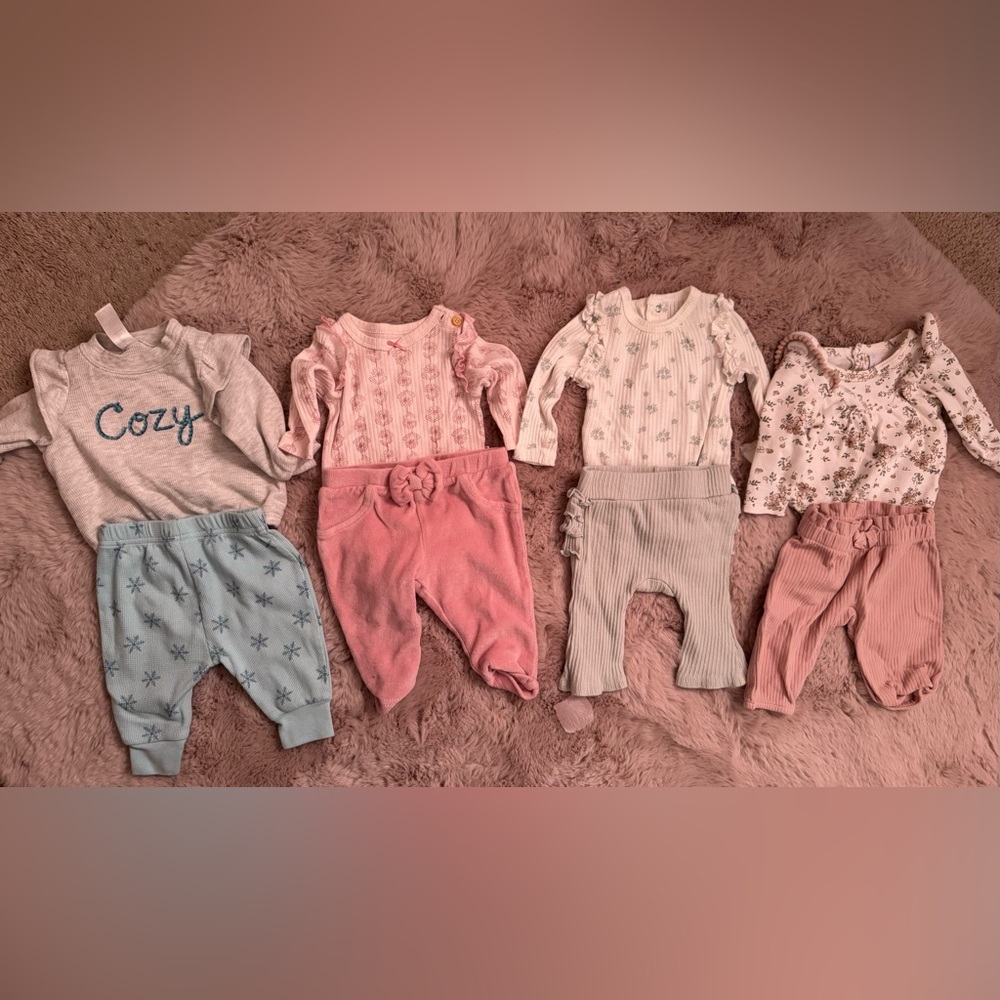 Cozy Baby Outfit Set - Pink, Blue, White